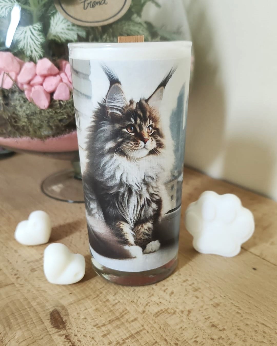 Bougie Végétale Artisanale ou personnalisable image Chat Maine Coon