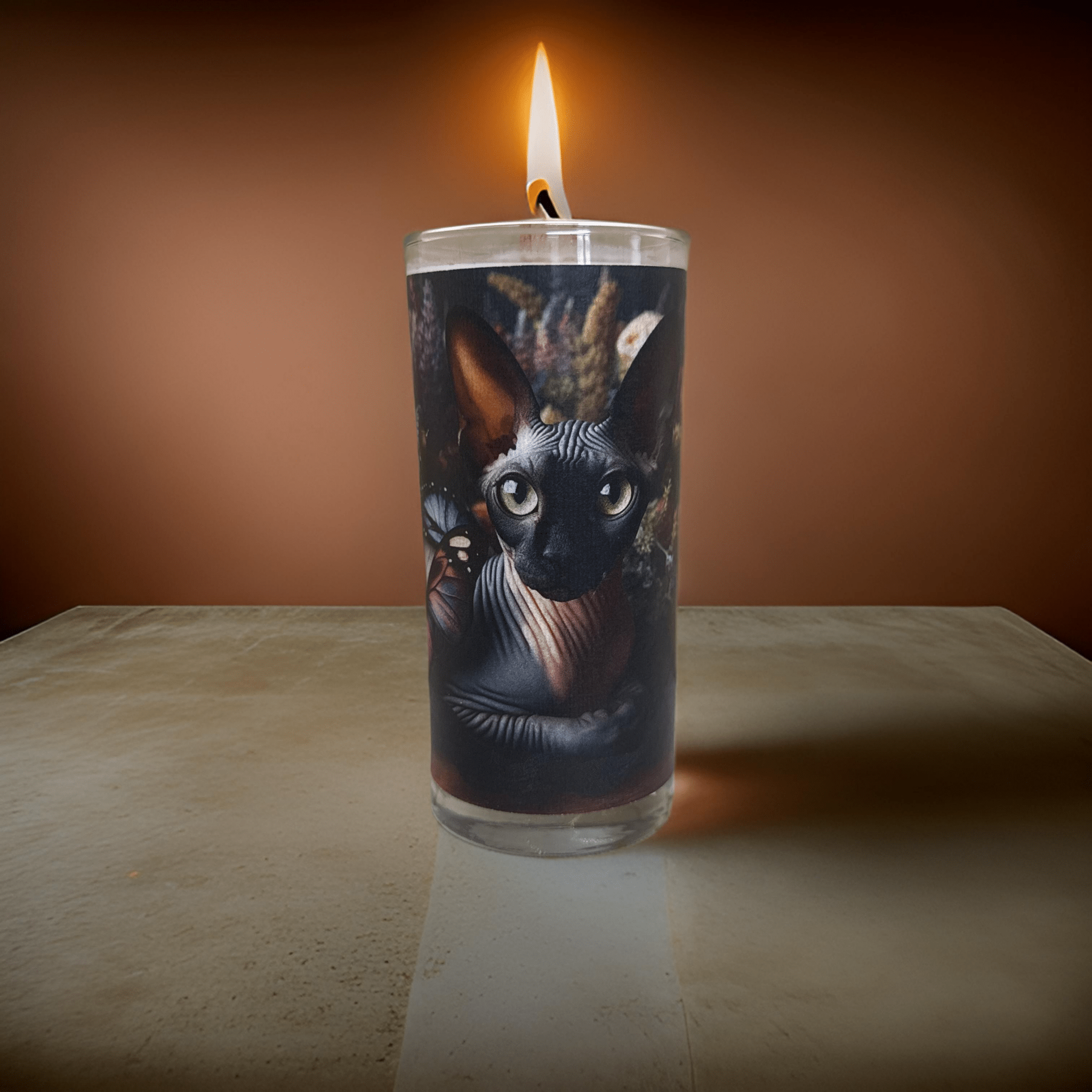 Bougie Végétale Artisanale ou personnalisable image Chat Sphynx